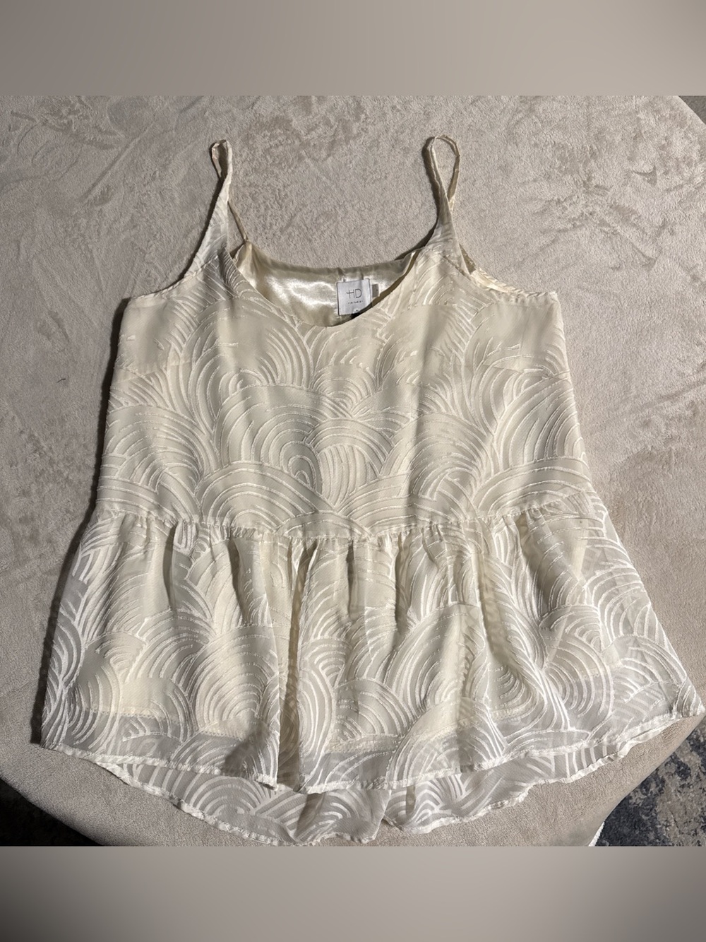 HD in Paris Cream Lace-Overlay Peplum Cami